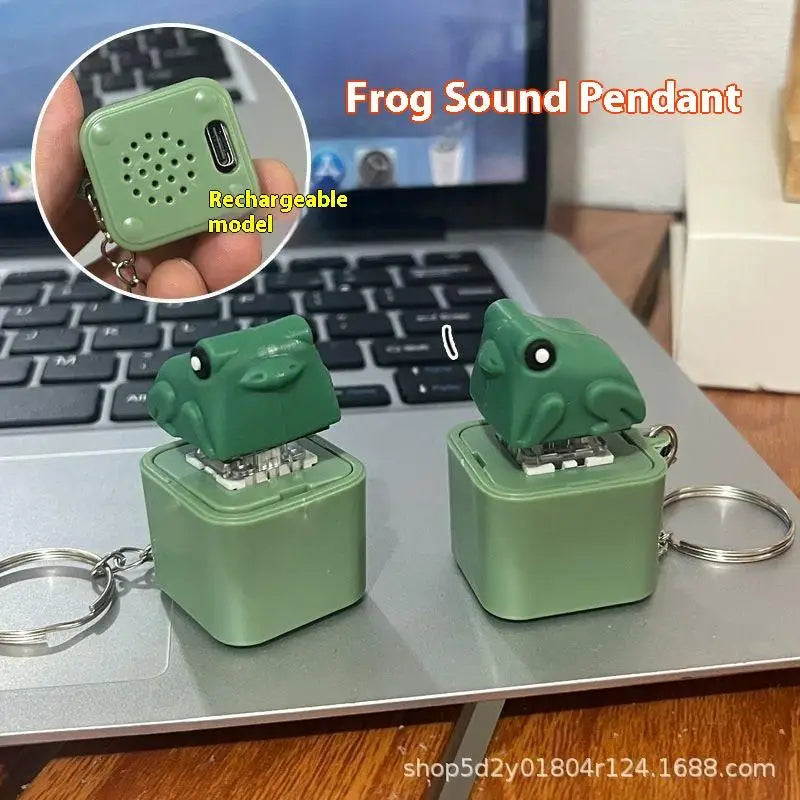 Frog Croaking Clicker Keychain | Rechargeable Fidget Toy with LED Lights