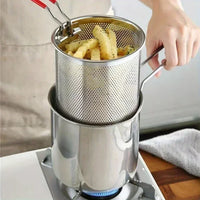 SUS304 stainless steel fryer with French fries and chicken wings, household small oil pot with filter screen, Tianfu Luo pot