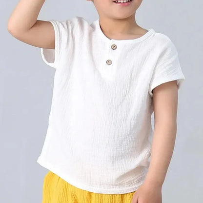 Kids Cotton Linen Long Sleeve T-Shirt – Soft Casual Top for Babies and Toddlers, Unisex Summer Wear