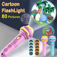 10 Cards Cartoon Projection Flashlight | 80 Patterns Creative Children Toy Projector