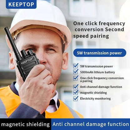 Mini Walkie Talkie Long Range Two Way Radio UHF Portable Handheld Radios