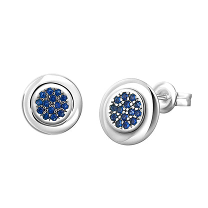 925 Silver Heart Stud Earrings | Pink Red Multi-Color Crystal Jewelry