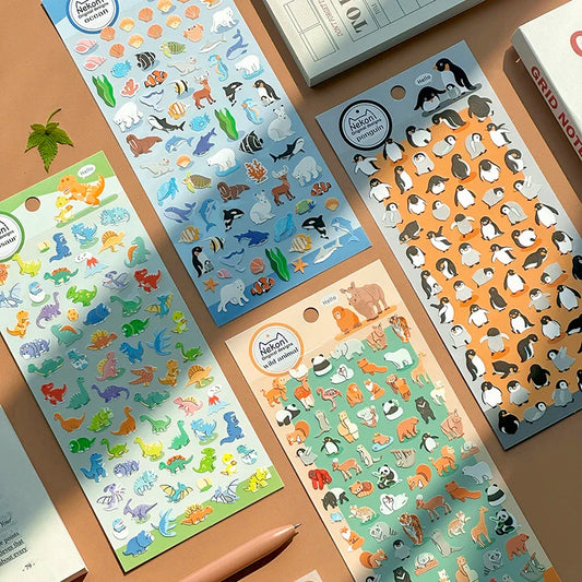 NEKONI Animal Stickers for Scrapbooking | Cute Penguin Dinosaur DIY Journal Decor