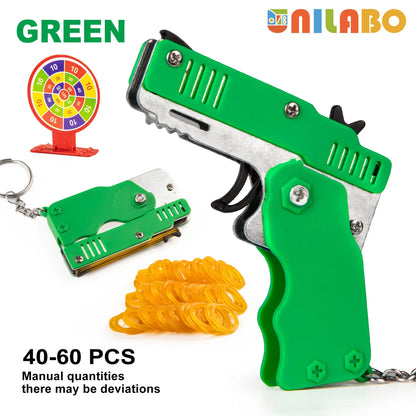 Mini Alloy Foldable Rubber Band Gun Keychain | Quick Shooting Toy