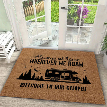 Tapis de sol imprimé pour camping-car Happy Campers Tapis de porte pour cuisine, chambre, salon, entrée, antidérapant