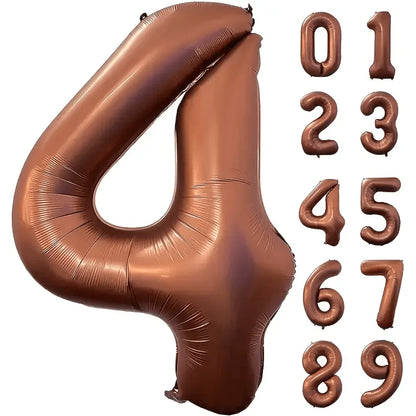 Foil Number Balloons 40 Inch | Brown Birthday Party Decor