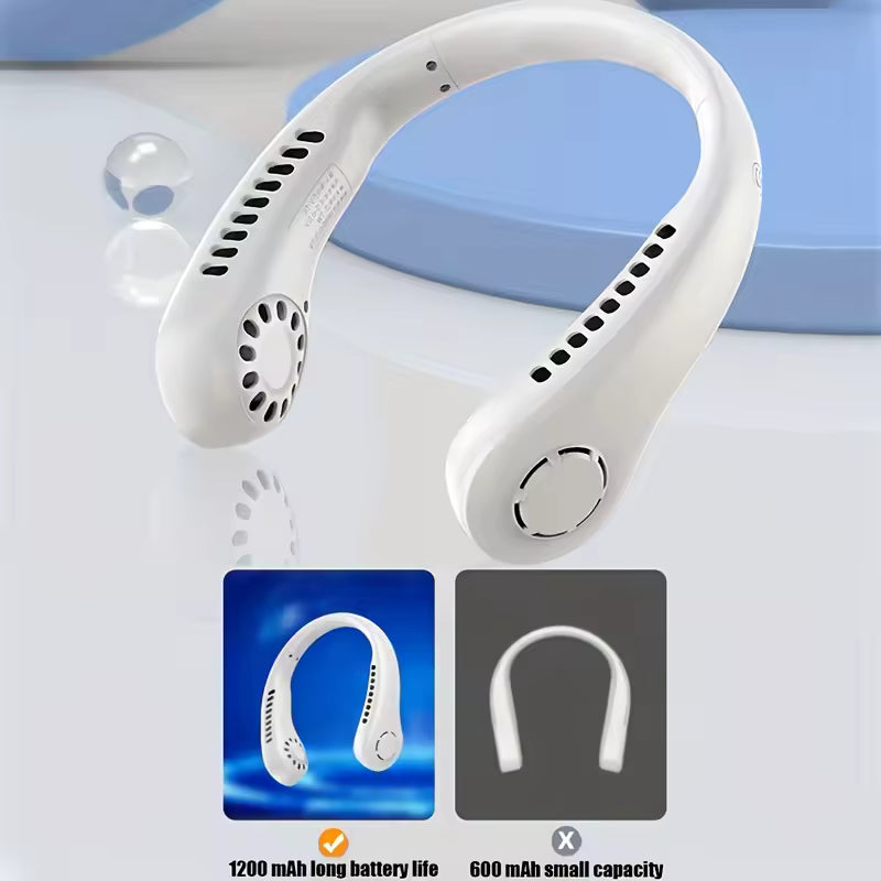 Portable Neck Fan | Bladeless Design with Rechargeable Battery | Lightweight Cooling Solution for Instant Comfort