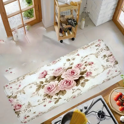 Tapis de sol de style américain avec motif rose et antidérapant, paillasson décoratif pour chambre, salon, cuisine, entrée