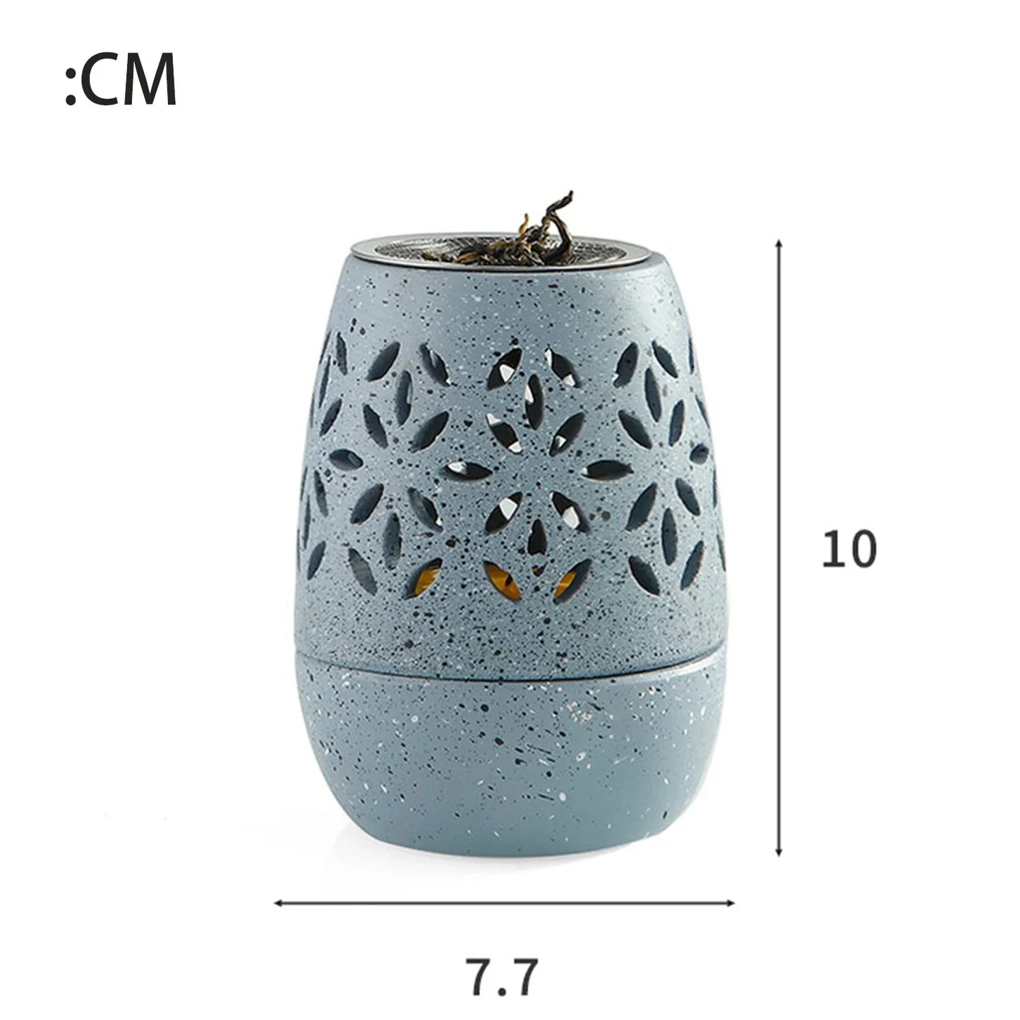 Bougeoir en céramique Support chauffant d'aromathérapie pour herbes Brûleur d'encens d'aromathérapie pour Yoga SPA Aromathérapie