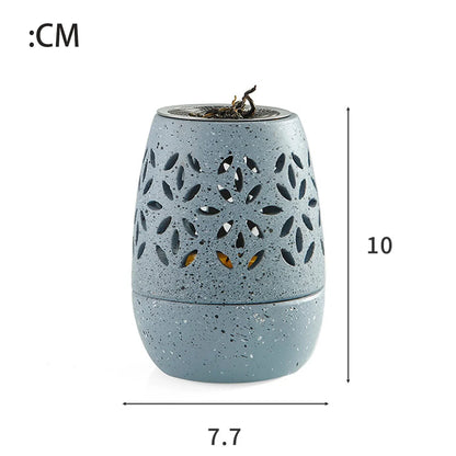 Bougeoir en céramique Support chauffant d'aromathérapie pour herbes Brûleur d'encens d'aromathérapie pour Yoga SPA Aromathérapie