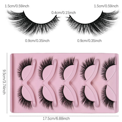 5 Pairs Cat Eye Lashes Wispy Fake Lashes | Fluffy Winged False Eyelashes