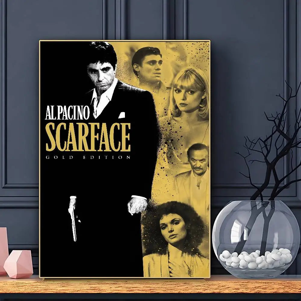 Affiche de film S-ScarfaceS HD Art Adhésif Mural Imperméable Décoration Maison Salon Bar