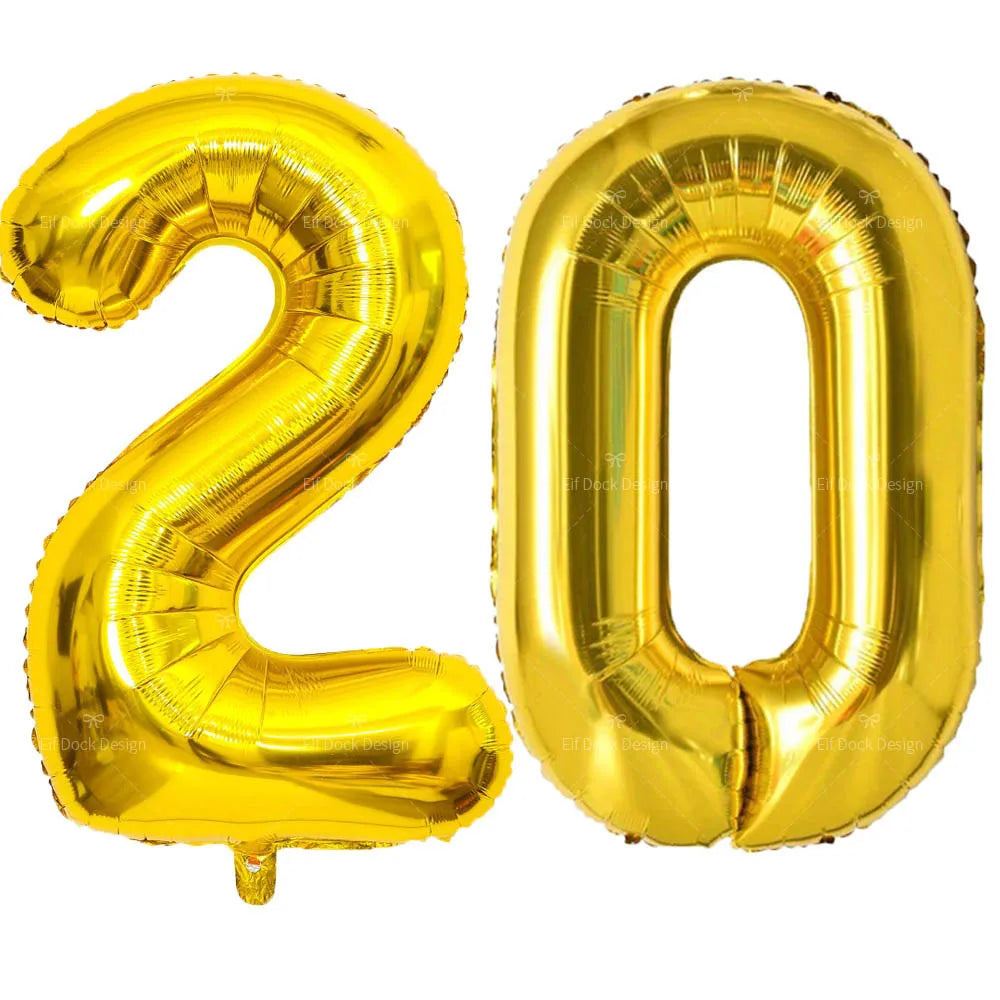 Gold Number Balloons for Milestone Birthdays | Large 40 Inch Foil Set