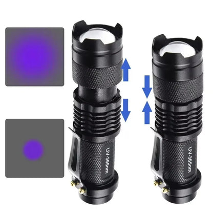 UV LED Flashlight Portable Blacklight | 365/395nm Dual Wavelength Pet Urine Detector