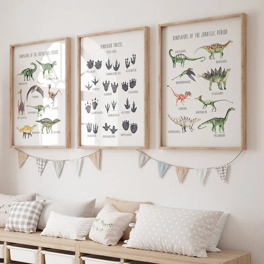 Modern Abstract  Animal Atlas Prints Dinosaur Illustration Canvas Painting Poster For Living Room Play Room Kids Room Home Decor