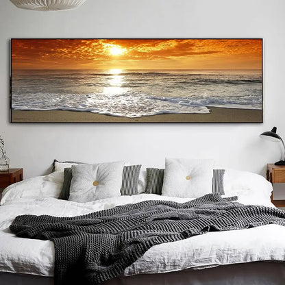 Art mural moderne et minimaliste, Paysage marin Goldenwood Bridge, Impression sur toile, Décoration de fond pour salon