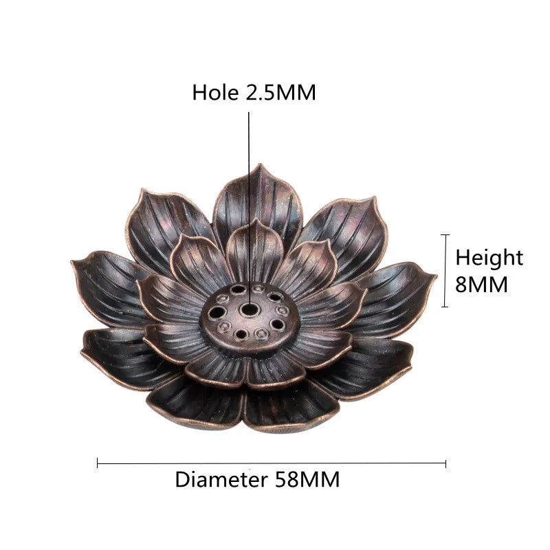 Alloy Incense Burner Stick Holder | Lotus Design Incense Plate for Temples and Yoga Studios
