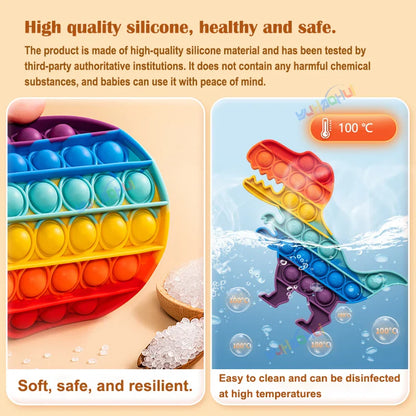 Rainbow Pop Push Bubble Fidget Toy | Sensory Stress Relief for Kids and Adults