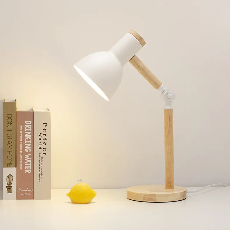 Nordic Wood Table Lamp Eye Care E27 Desk Light Adjustable Bedside Reading Lamp