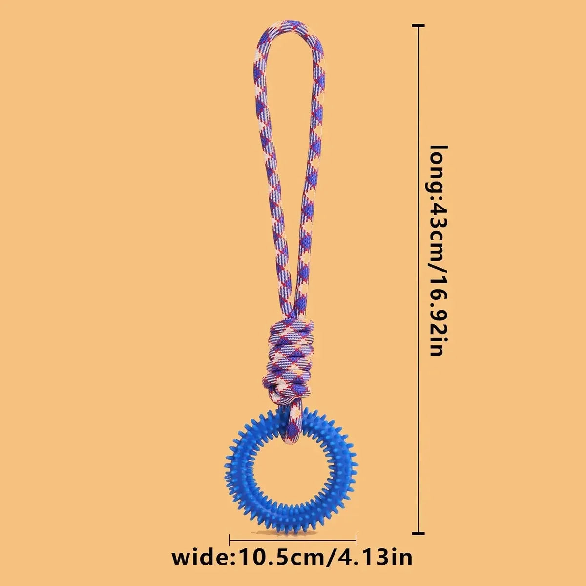 Colorful Woven Nylon Rope and Rubber Dog Toy | Chew Resistant Outdoor Play