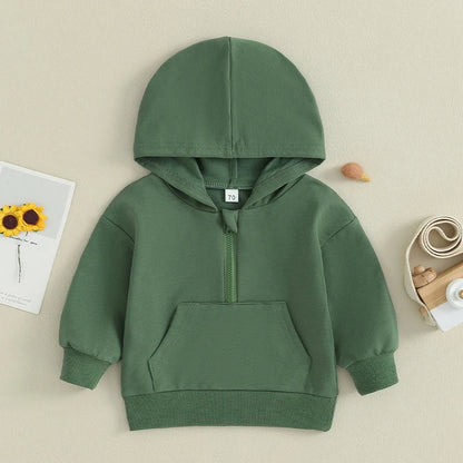 Kids Solid Color Hoodie – Long Sleeve Pullover for Toddlers