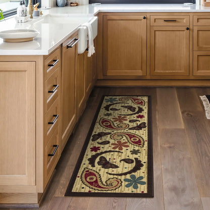VIKAMA Tapis en velours cristal bohème, résistant à la saleté et facile d'entretien, tapis de couloir complet, tapis de balcon, décoration intérieure