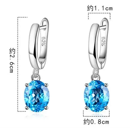 Square Gemstone Stud Earrings Set | 925 Sterling Silver Multi-Color Birthstone Earrings