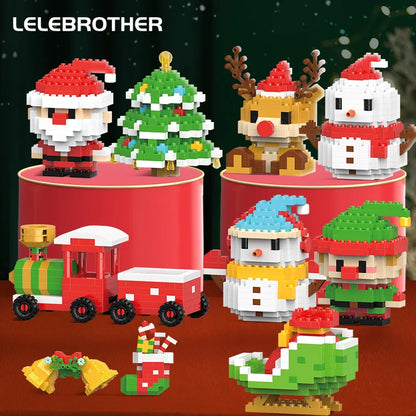 Christmas Micro Building Block Set | Santa and Reindeer Puzzle Toy