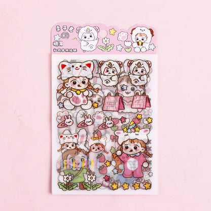 4-Piece Pink PET Sticker Pack | Kawaii Decorative Scrapbooking Set