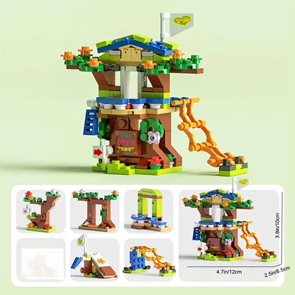 6in1 Tree House Building Blocks Set | Girls Castle Room with Climb Slide