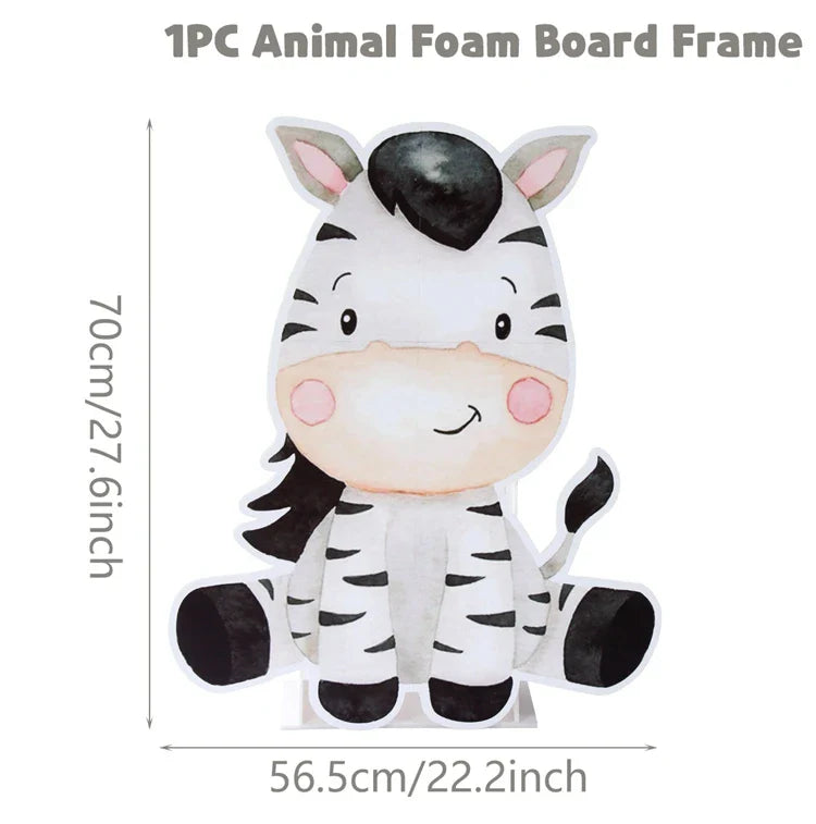 Ornement support grande fête animaux de la jungle 70cm Décoration joyeux anniversaire safari pour enfants Décoration fête sur le thème de la jungle et des bois pour baby shower