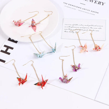 Origami Crane Earrings | Handcrafted Paper Bird Jewelry