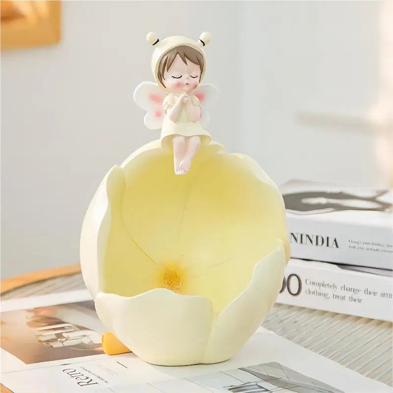 Ornements en résine de fée des fleurs, design amusant et mignon, peuvent être utilisés pour ranger des clés, peuvent également être utilisés pour placer des bonbons