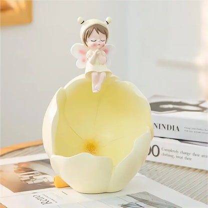Ornements en résine de fée des fleurs, design amusant et mignon, peuvent être utilisés pour ranger des clés, peuvent également être utilisés pour placer des bonbons