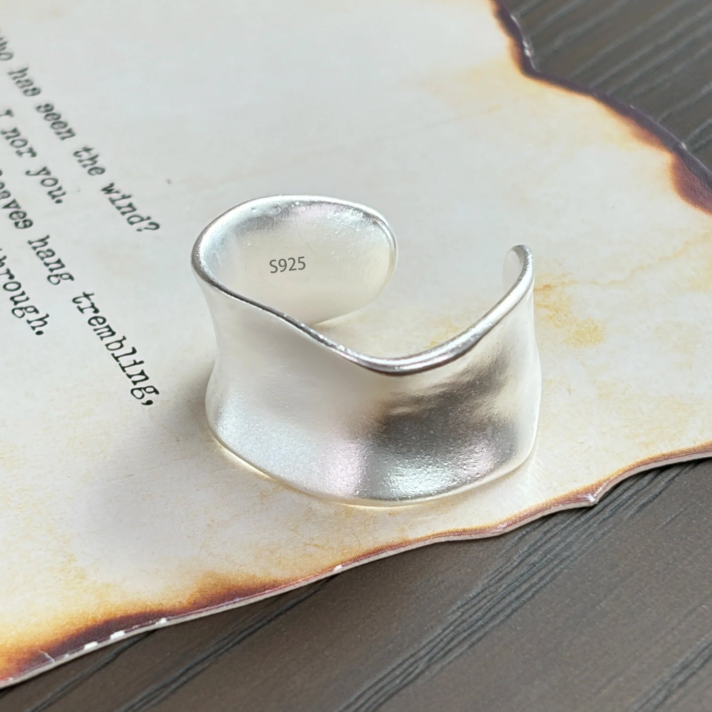 PANJBJ Real 925 Sterling Silver Retro Round Ring | Vintage Fine Jewelry for Women