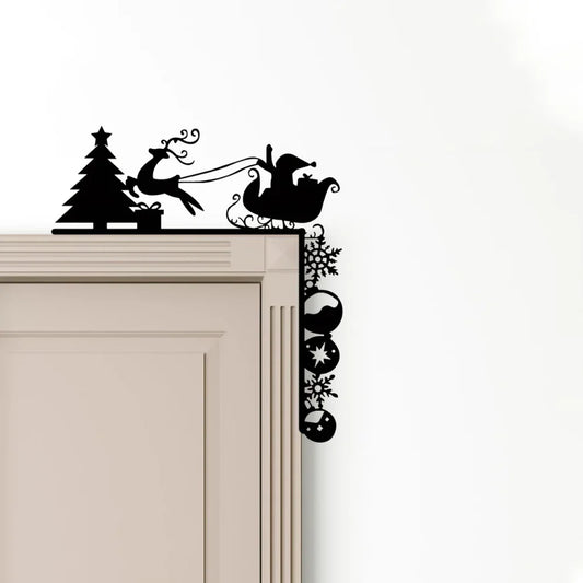 Charming Metal Sleigh Wall Stickers: Ideal for Door Corner Decorations, Christmas Party Decor and Stylish Metal Wall Hanging