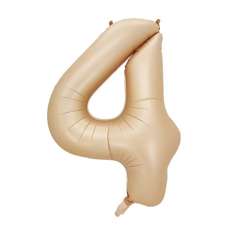Cream Foil Number Balloons 1-9 Set | Large Digital Birthday Party Decor