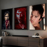 Damon Salvatore The Vampire Diaries Poster Sticky Wall Art Printing Waterproof Home Living Bed Room Bar Aesthetic Decor