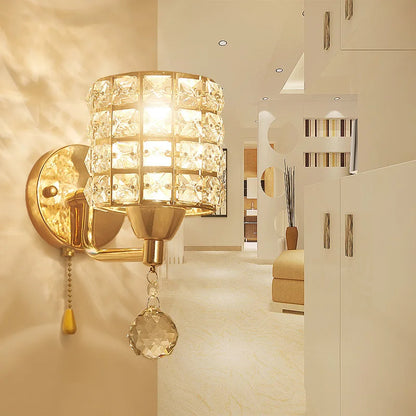 Crystal Wall Lamp – Gold/Silver Decorative Sconce Light for Bedroom & Living Room