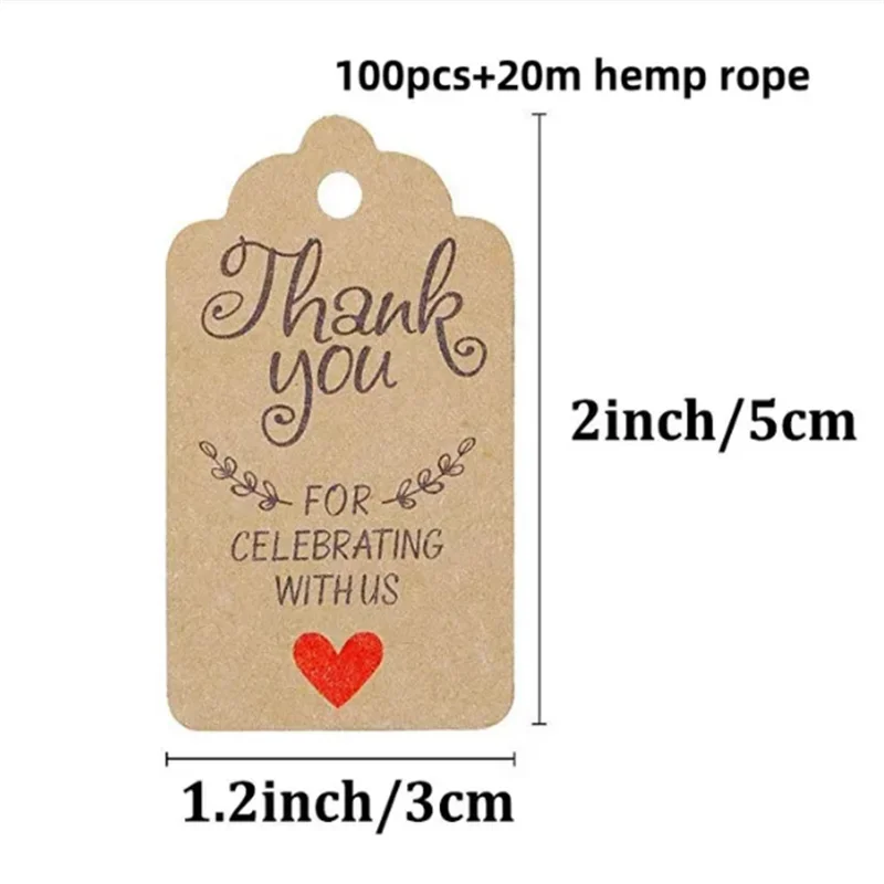 100pcs Kraft Tags with 20m Jute Twine | Handmade Gift Tag Set