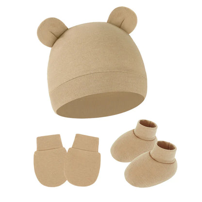 Cotton Newborn Hat Set | 3-Piece Baby Beanie Gloves and Socks for 0-6 Months