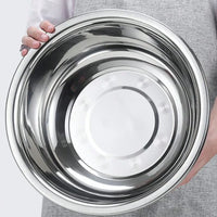 Stainless Steel Round Kitchen Cooking and Baking Kneading Bowl, Washing Fruit and Vegetable Bowl