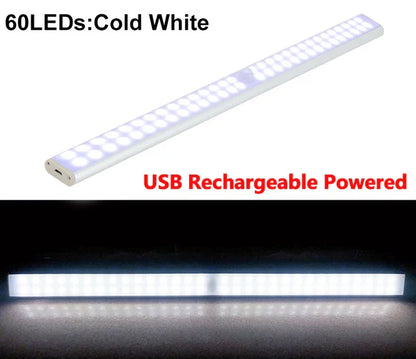 LED Under Cabinet Night Light Motion Sensor Closet Light Kitchen Bedroom Lighting Wall Lamp With Magnetic Strip USB Rechargeable