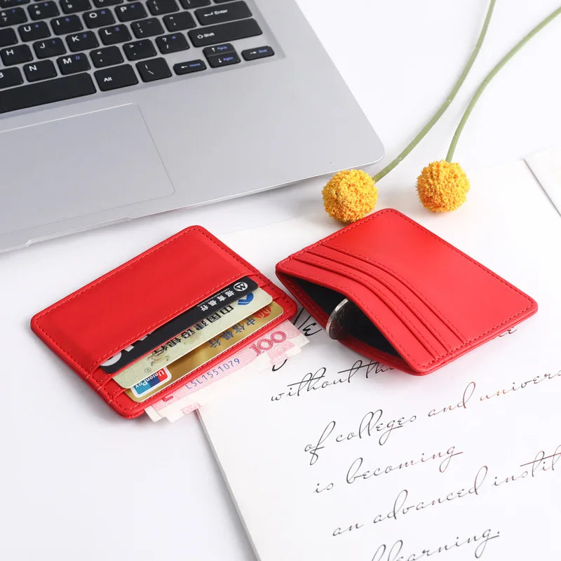 1Pc Pu Leather ID Card Holder | Candy Color Multi Slot Slim Card Case Wallet
