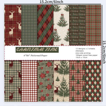 Vintage Merry Christmas Scrapbook Paper Pack | 24 Sheets Single-Sided Junk Journaling Craft Paper