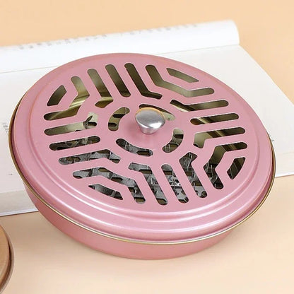 Fireproof Mosquito Coil Box with Serrated Lid | Outdoor Iron Coil Holder for Camping
