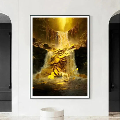 Arte de pared abstracto clásico, lujo, árbol del dinero dorado de la suerte, póster de impresión en lienzo HD, pintura decorativa para el hogar, sala de estar, dormitorio