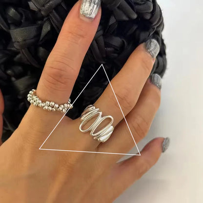 VENTFILLE 925 Sterling Silver Arched Wide Geometric Punk Ring | Asymmetric Cocktail Jewelry