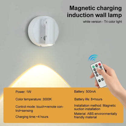 RGB Night Light | Magnetic Base USB Rechargeable LED Wall Lamp with Touch Switch
