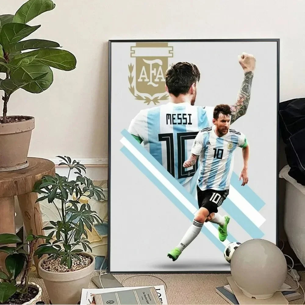 Clásico, Deportes - Rionel Messi - Fútbol, Arte de pared, Póster lienzo, Decoración para sala de estar y dormitorio, Arte de pared de estadio